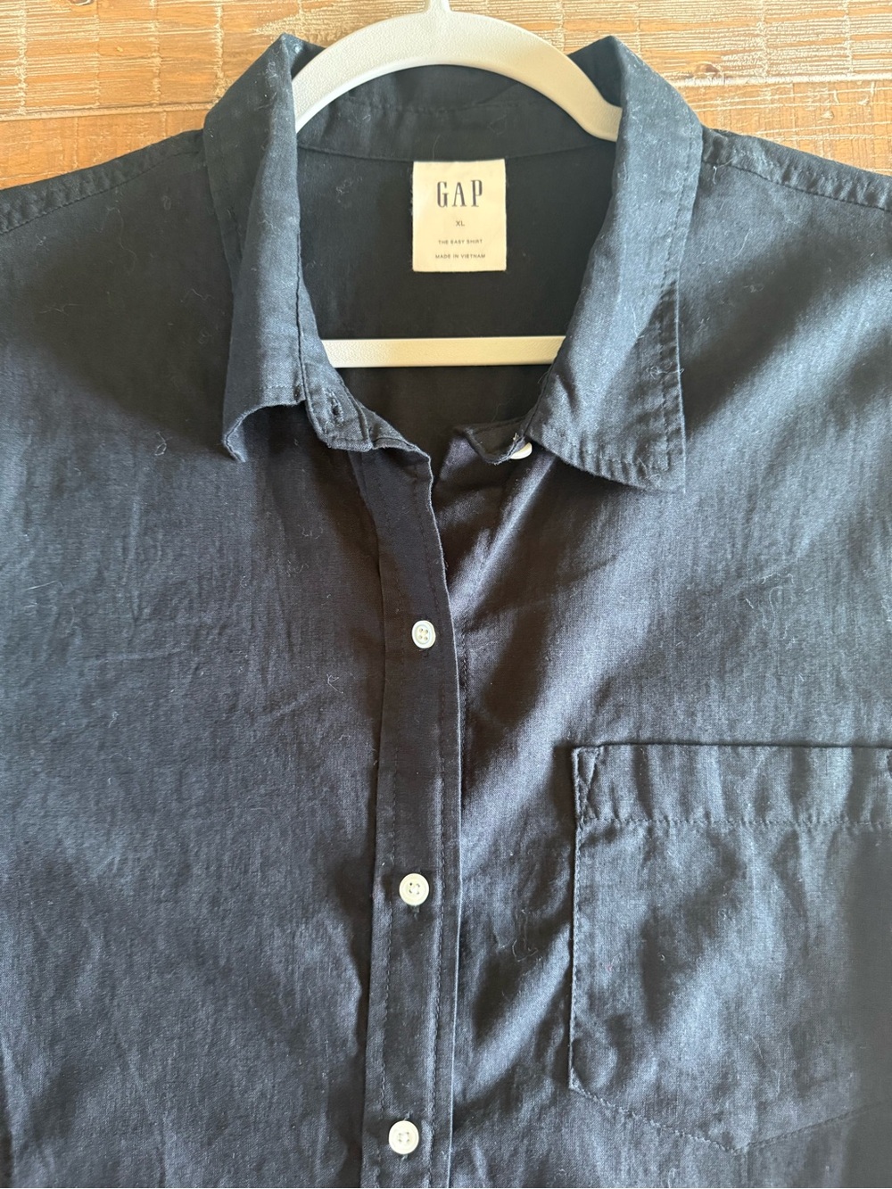 GAP "The Easy Shirt" Women's XL Black Linen-Blend Button Down Pocket